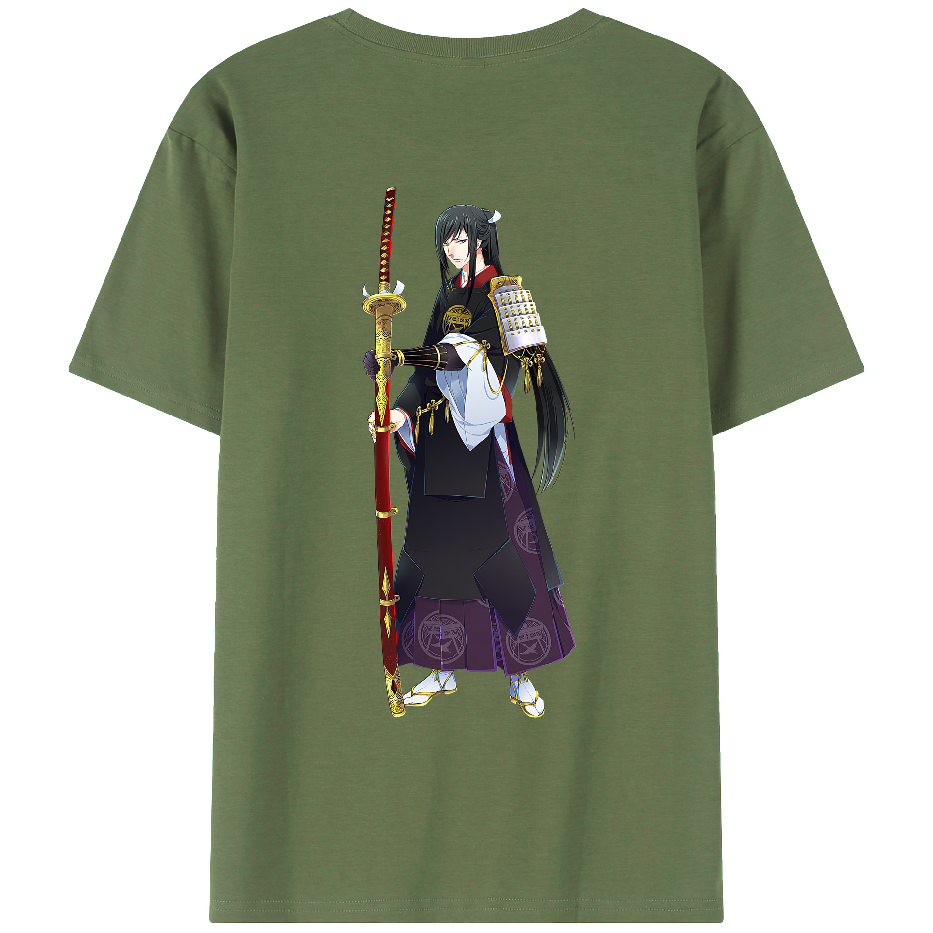 （画像用） 刀剣乱舞 Touken Ranbu 綿100％ メンズ半袖Tシャツ（バックプリント） 通気性